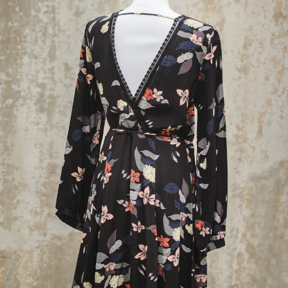 Astr Black A-Line Wrap Dress - Picture 4 of 5